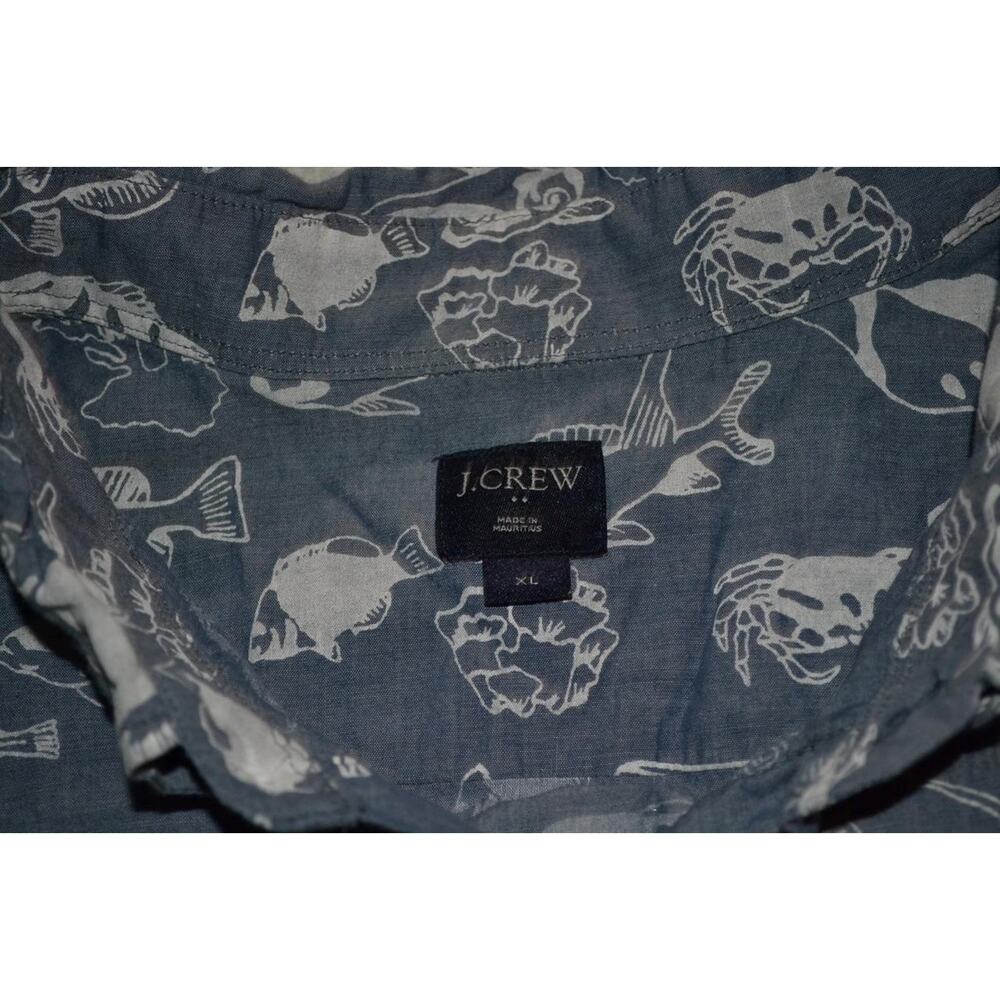 38344 J.Crew Dress Shirt Front Pocket Blue Fish Designs Cotton Size XL Mens - Picture 6 of 6